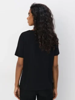 MOHITO Bawełniany t-shirt z grafiką czarny Hot