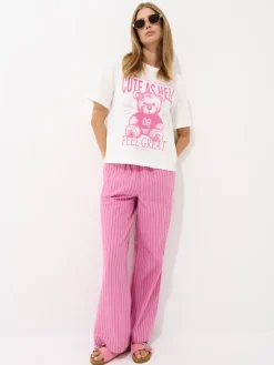 MOHITO Bawełniany t-shirt z nadrukiem biau0142y New