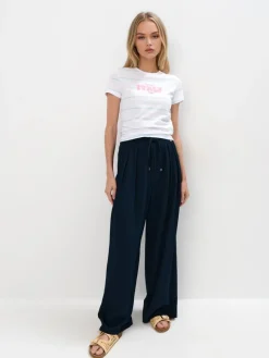 MOHITO Bawełniany t-shirt z nadrukiem bu0142u0119kitny Discount