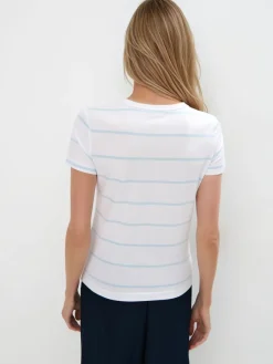 MOHITO Bawełniany t-shirt z nadrukiem bu0142u0119kitny Discount
