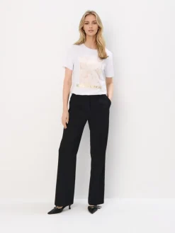 MOHITO Bawełniany t-shirt z nadrukiem beu017cowy Outlet