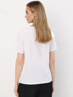 MOHITO Bawełniany t-shirt z nadrukiem beu017cowy Outlet