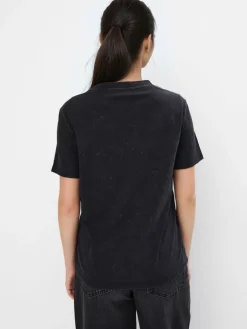 MOHITO Bawełniany t-shirt z nadrukiem czarny Best