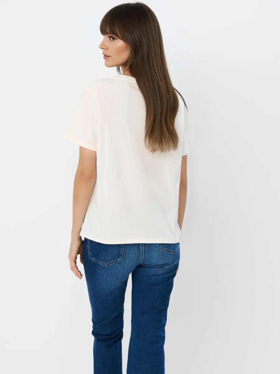 MOHITO Bawełniany t-shirt z nadrukiem beu017cowy Outlet