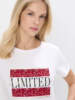 MOHITO Bawełniany t-shirt z nadrukiem biau0142y Best