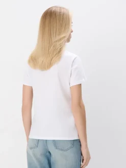 MOHITO Bawełniany t-shirt z nadrukiem biau0142y Best