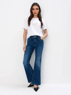 MOHITO Bawełniany t-shirt z nadrukiem biau0142y Online
