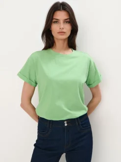 MOHITO Bawełniany zielony t-shirt neonowy Outlet