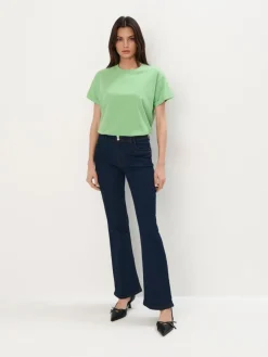 MOHITO Bawełniany zielony t-shirt neonowy Outlet