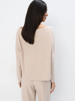 MOHITO Beżowa bluza z dekoltem w łódkę beu017cowy New