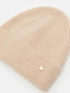 MOHITO Beżowa czapka basic beu017cowy New