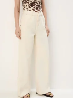 MOHITO Beżowe jeansy wide leg kremowy Fashion