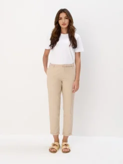MOHITO Beżowe spodnie chino slim z paskiem beu017cowy Clearance