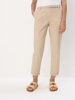 MOHITO Beżowe spodnie chino slim z paskiem beu017cowy Clearance