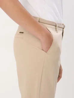 MOHITO Beżowe spodnie chino slim z paskiem beu017cowy Clearance