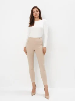 MOHITO Beżowe spodnie skinny beu017cowy Clearance