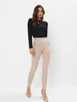 MOHITO Beżowe spodnie skinny beu017cowy Discount
