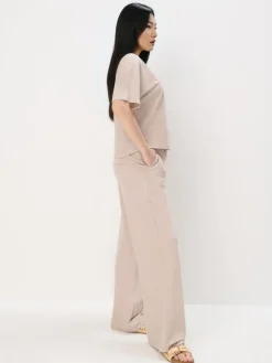 MOHITO Beżowe spodnie wide leg beu017cowy Clearance