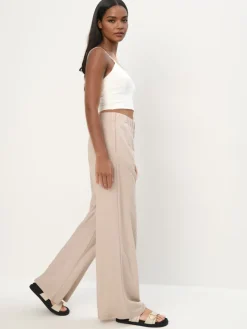 MOHITO Beżowe spodnie wide leg beu017cowy Online