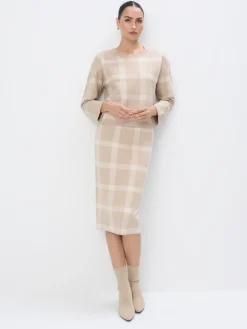 MOHITO Beżowy sweter w kratę beu017cowy Hot