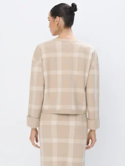 MOHITO Beżowy sweter w kratę beu017cowy Hot