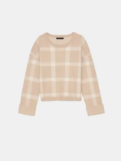 MOHITO Beżowy sweter w kratę beu017cowy Hot