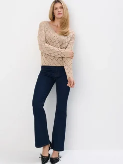 MOHITO Beżowy sweter z dekoltem V sand Clearance