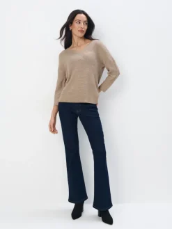 MOHITO Beżowy sweter z metaliczną nitką beu017cowy Sale