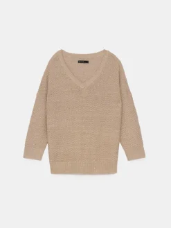MOHITO Beżowy sweter z metaliczną nitką beu017cowy Sale