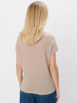 MOHITO Beżowy sweter z metalizowaną nitką sand Fashion
