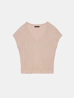 MOHITO Beżowy sweter z metalizowaną nitką sand Fashion