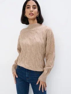 MOHITO Beżowy sweter ze stójką beu017cowy Online