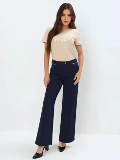 MOHITO Beżowy t-shirt z cekinową aplikacją beu017cowy Fashion
