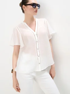 MOHITO Biała bluzka z lyocellem biau0142y Fashion