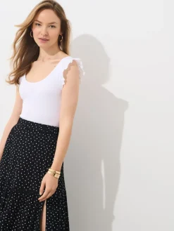 MOHITO Biała bluzka z ozdobnymi rękawami biau0142y Outlet