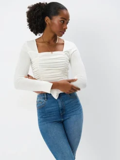 MOHITO Biały sweter z domieszką wełny biau0142y New