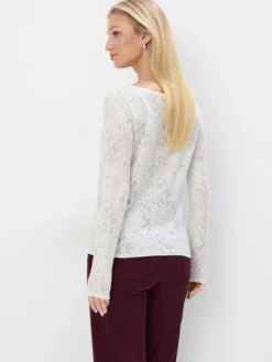 MOHITO Biały sweter z metalizowaną nitką biau0142y Outlet