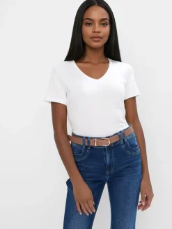 MOHITO Biały t-shirt z dekoltem V biau0142y Online