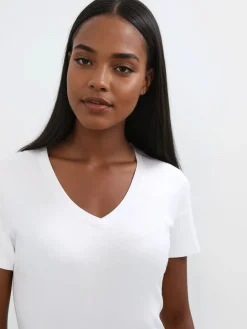 MOHITO Biały t-shirt z dekoltem V biau0142y Online