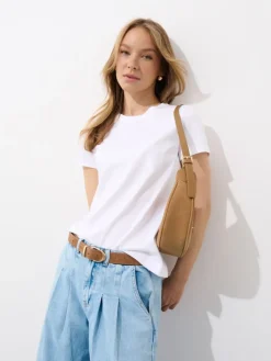 MOHITO Biały t-shirt z dodatkiem jedwabiu biau0142y Outlet