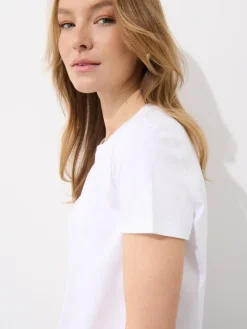 MOHITO Biały t-shirt z dodatkiem jedwabiu biau0142y Outlet