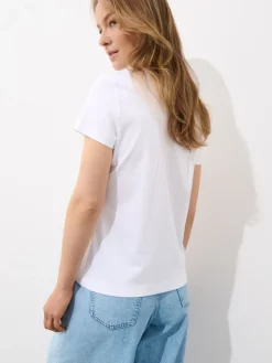 MOHITO Biały t-shirt z dodatkiem jedwabiu biau0142y Outlet