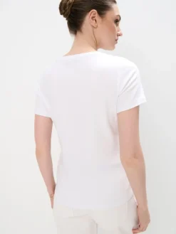 MOHITO Biały t-shirt z merceryzowanej bawełny biau0142y Fashion