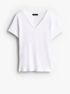 MOHITO Biały t-shirt z merceryzowanej bawełny biau0142y Fashion