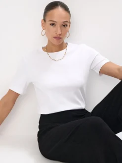 MOHITO Biały t-shirt z merceryzowanej bawełny biau0142y Online