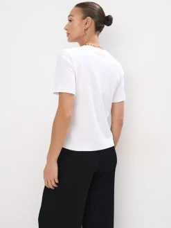 MOHITO Biały t-shirt z merceryzowanej bawełny biau0142y Online