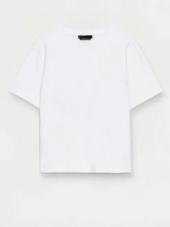 MOHITO Biały t-shirt z merceryzowanej bawełny biau0142y Online