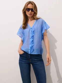 MOHITO Błękitna bluzka z lyocellem bu0142u0119kitny New