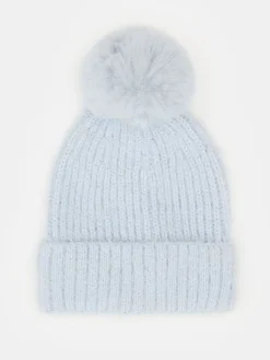 MOHITO Błękitna czapka z pomponem bu0142u0119kitny New