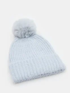 MOHITO Błękitna czapka z pomponem bu0142u0119kitny New